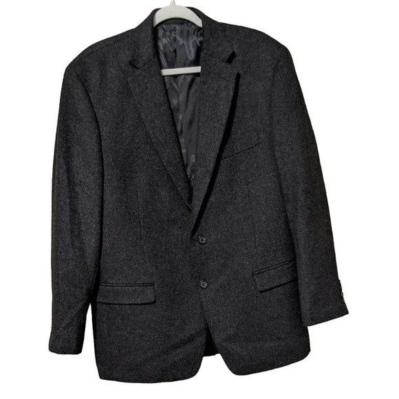Lauren Ralph Lauren 100% camel hair blazer charcoal neutral business dressy 44R